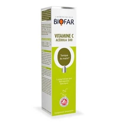Biofar Vitamine C Acérola 500 Comprimés Effervescents Booster d'Énergie - Parana Morocco