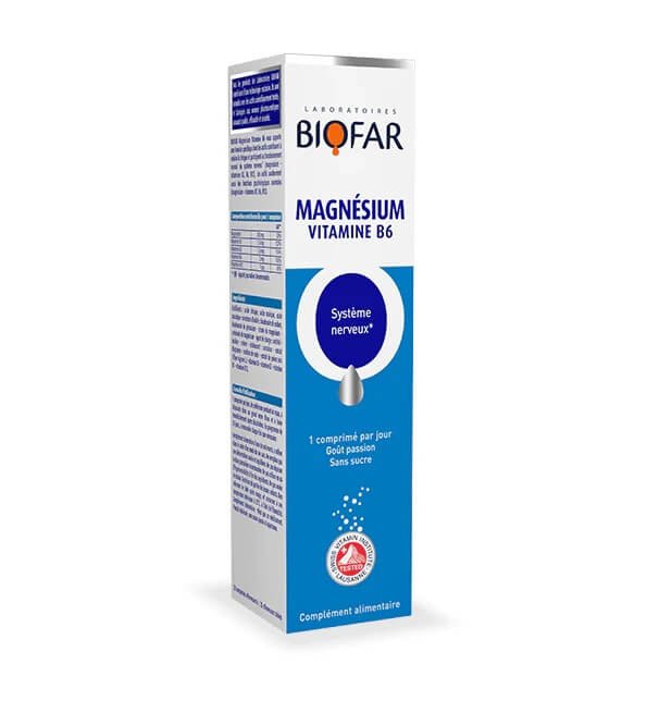 biofar magnesium Biofar Magnésium B6 + B2 Comprimés Effervescents Anti-Stress et Vitalité - Parana Morocco