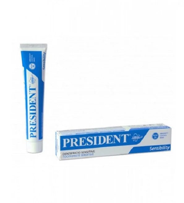 Dentifrice PRESIDENT Sensitive pour dents sensibles, tube et étui de 75 ml dentifrice PRESIDENT Sensitive 75 ml