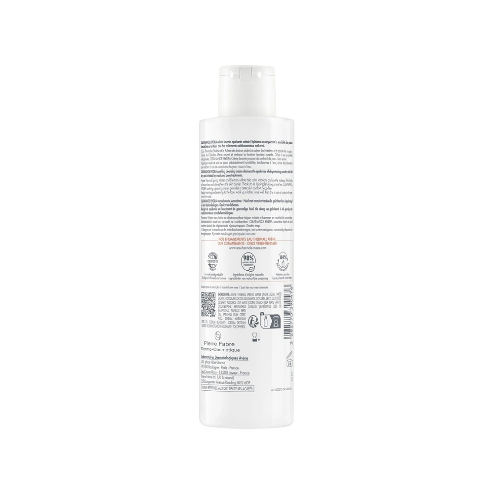 avene Cleanance Hydra Crème Lavante Apaisante 200 ml avene Cleanance Hydra Crème Lavante Apaisante 200 ml