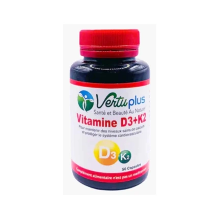Vertu Plus Vitamine D3+K2 50 capsules